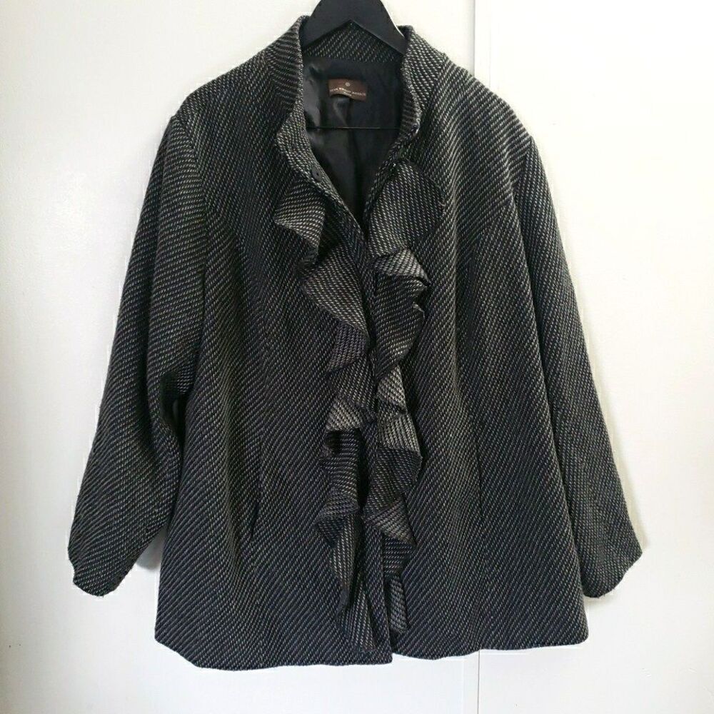 Fenn Wright Mason Jacket Ruffle Front Mock Neck Quite Luxury Womens Size Unk